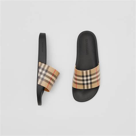 vintage check slides burberry